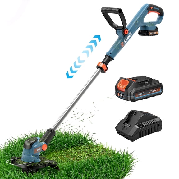 SENIX Weed Wacker Cordless,Lightweight Electric String Trimmer, 20V Battery Weed Eater Grass Trimmer/Edger/ for Lawn Yard Garden 2.5Ah Battery & Charger Included GTX2-M