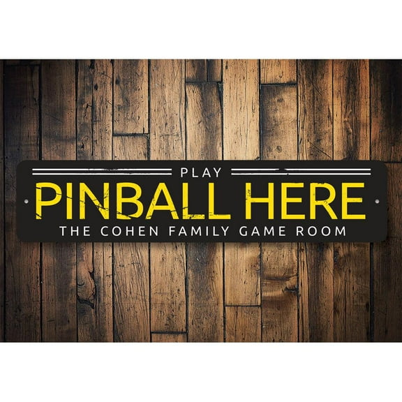 Pinball Novelty Decor, Metal Wall Sign - 4x18 Inches