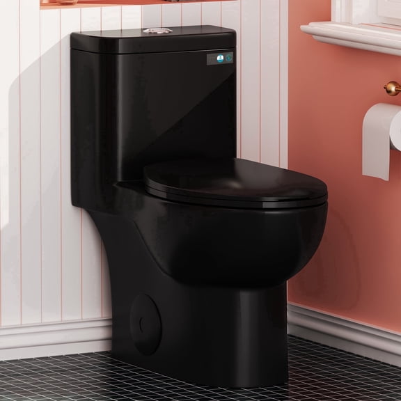Sunrinx Compact One Piece Modern 1.1/1.6 GPF Dual Flush Elongated One-Piece Toilet ADA Height 17" With Comfort Soft Close Seat(Seat Included)