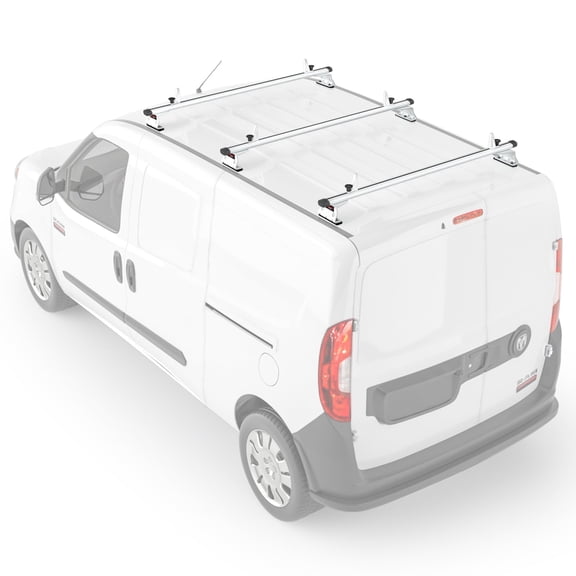 AA-Racks Model AX312-PR RAM ProMaster City 2015-On Aluminum 3 Bar (50") Van Roof Rack System w/Ladder Stopper White