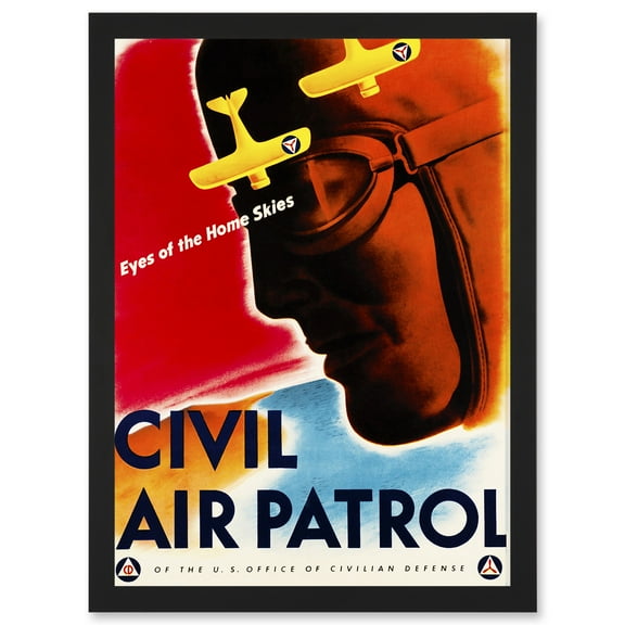 Political Military Civil Air Patrol Pilot USA Eyes Of The Home Skies A4 Artwork Framed Wall Art Print
