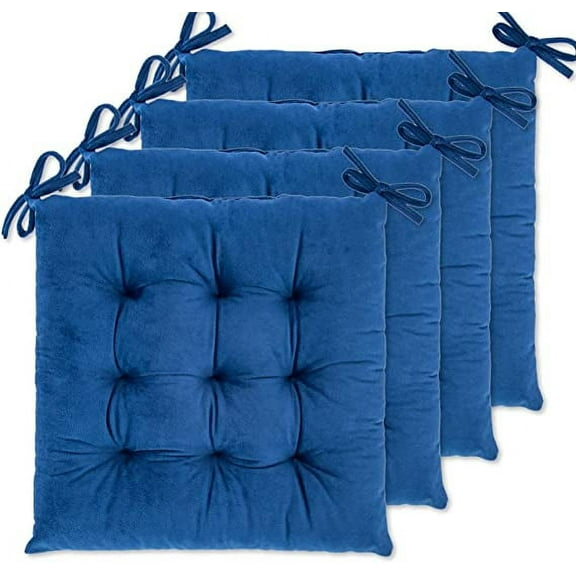 Nvzi 4 Pack Seat Cushion/Chair Cushion for Dining Chairs, Office Chair, Car, Floor, Outdoor, Patio，Machine Wash & Dryer Friendly (Flannel 16"×16",blue)