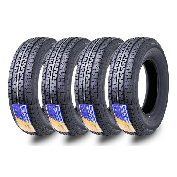 Free Country Grand Ride Set 4 Trailer Tires ST 205/75R14 8 Ply Load Range D Steel Belted Radial w/Featured Scuff Guard 8mm Tread Depth