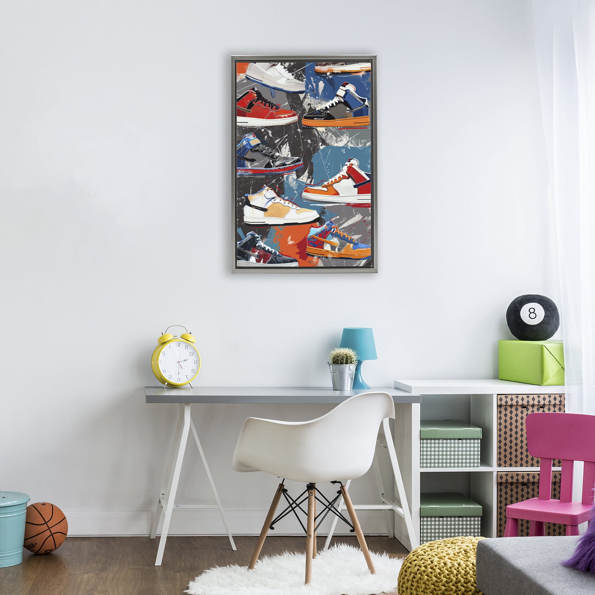 Stupell Industries Stylish Urban Shoe Collection Gray Framed Floater Canvas Wall Art, design by Ray Powers