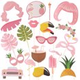 thumbnail image 3 of Tropical Hawaii Theme Summer Beach Photo Booth Set Luau Party Supplies Photo Props Beard Wedding Birthday Decoration (Pink), 3 of 8