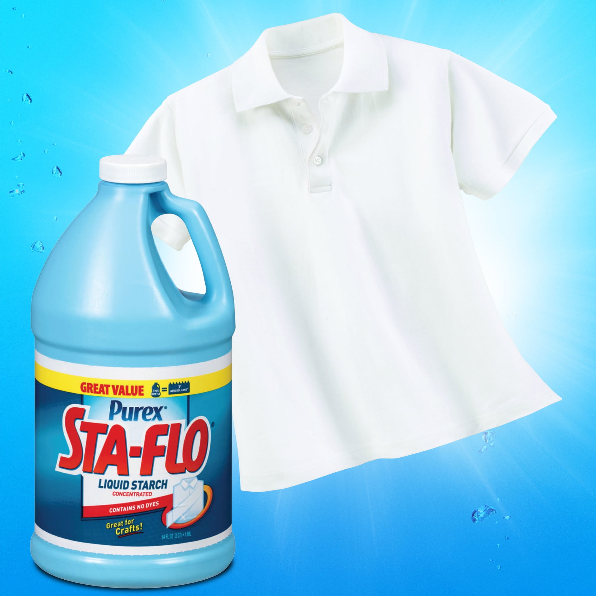 Sta-flo Concentrated Liquid Starch 64 FL Oz No Dyes Crafts Clothes