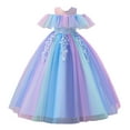 thumbnail image 1 of Robe en Dentelle Arc-en-Ciel pour Tout-Petits Robe de Fête Tutu Robe de Princesse Robe de Concours avec Robe Tutu Bouffante Robes Filles Bleu 7 Ans-8 Ans, 1 of 7