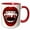 Red/White, variant on 3drose, Bite Me Vampire Goth Fangs Mouth Design on White Background, 11oz Mug
