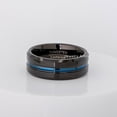 thumbnail image 4 of 2-Tone Tungsten Ring, Tungsten Wedding Band, Mens Anniversary Band 8mm Polished Blue IP Center Comfort Fit Tungsten Carbide Ring, 4 of 5
