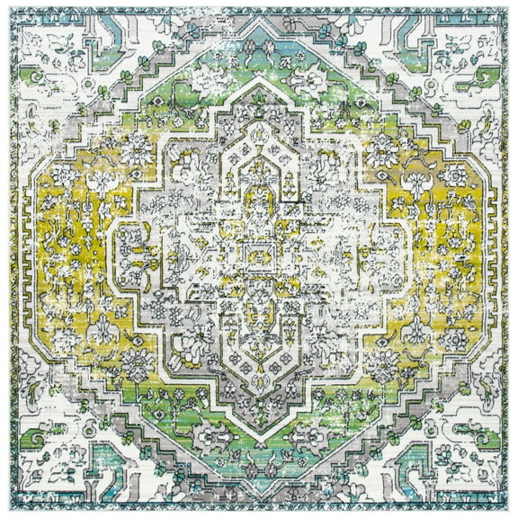SAFAVIEH Skyler Jayce Oriental Area Rug, Green/Ivory, 6'7" x 6'7" Square