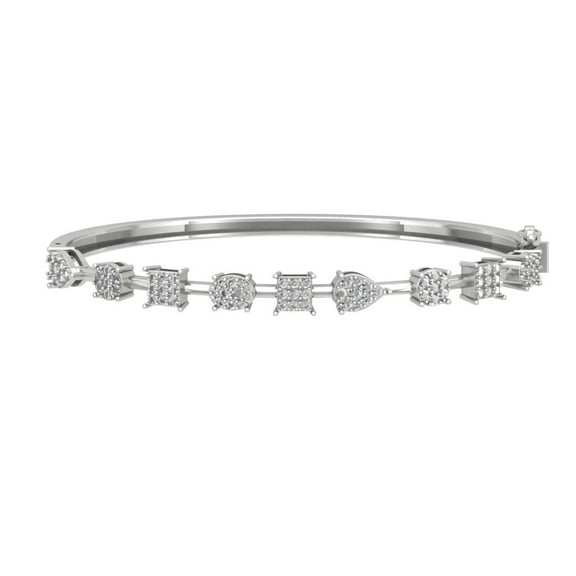 ARAIYA JEWELRY Sterling Silver Diamond Bangle Bracelet (1 Cttw, I-J/ I2-I3), 7"