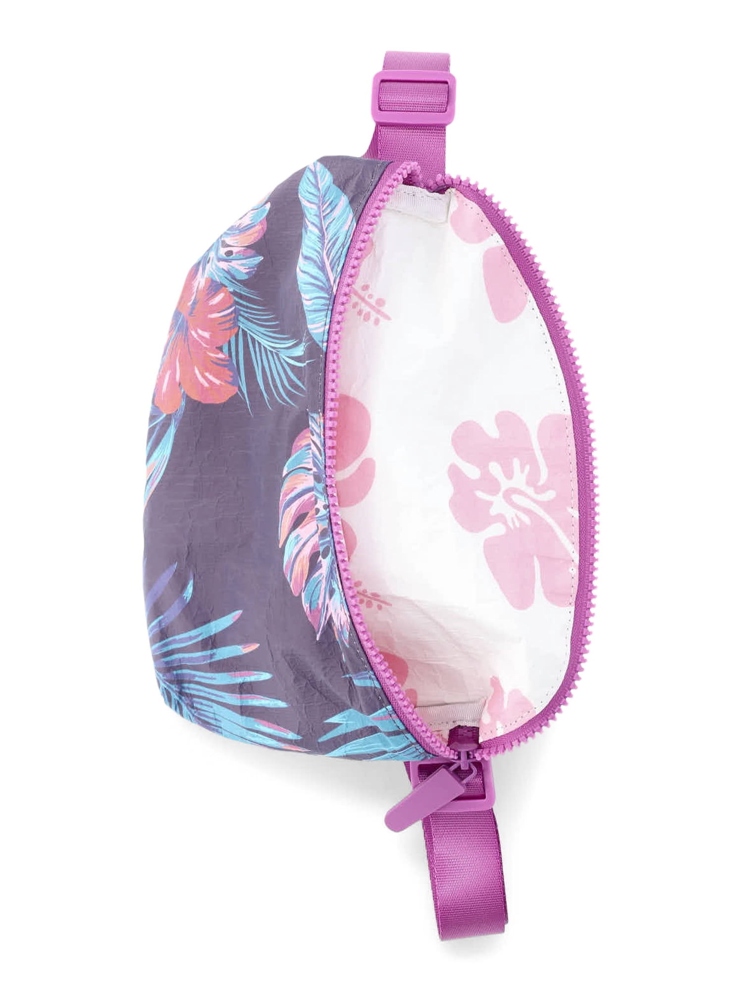 No Boundaries Beach Wipeable Fanny Pack, Navy Tropical, Women’s