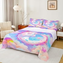 Feelyou Dreamy Axolotl Full Size Sheets, Cartoon Rainbow Galaxy Bed Sheets, Teens Boys Girls Kids Sheet Sets, Breathable Home Decor, 4-Piece