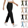 thumbnail image 2 of Women's Golf Pants Tummy Control Stretch Petite Ankle Length Pants Lightweight Comfy Trousers for Women, Elastic Waist, Slim fit, Lounge Office, Fall Pants Black XL, 2 of 7