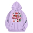 thumbnail image 4 of NinXxx Women's Letter Print Hooded Sweatshirt Long Sleeve Pullover Top Purple XL, 4 of 4