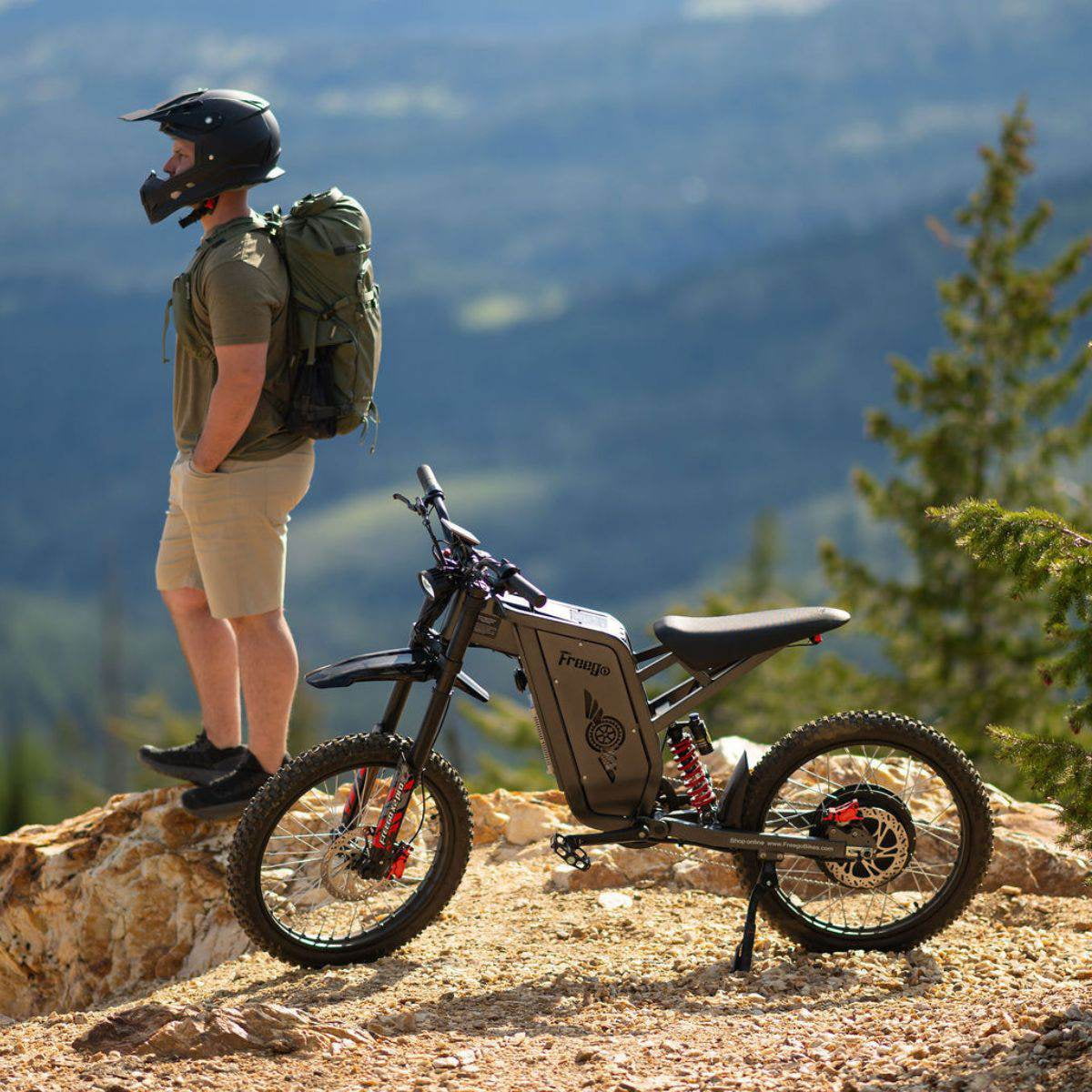 Freego X2 Electric Dirt Bike - 6000W Peak, 60V/30Ah Battery, 56 Mile Range, 28 MPH Eco / 50 MPH Sport, SHIMANO 7-Speed, Hydraulic Disc Brakes, 2-Piston, Aluminum Frame, 8H Charging