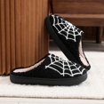 thumbnail image 5 of IEMIEMIEM Women's Fuzzy House Slippers Spider Web Pattern Closed Toe Plush Slip On Home Shoes Anti-Slip Sole Warm Cozy Indoor Slippers for Halloween Daily Wear Black 5.5-6.5 Wide, 5 of 9