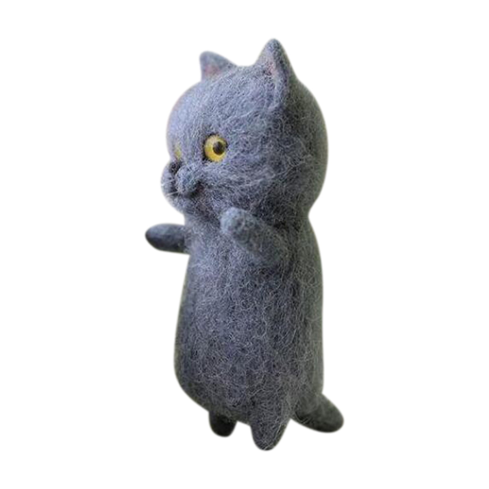 Anmial Felting Wool Grey Cat Needle Felting Kit Birthday Gift DIY Beginner Felting