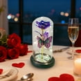 thumbnail image 6 of XYAIYT Valentine's Day Rose Night Light Preserved Flower LED Table Lamp with Foil Butterfly Accent Soft Warm Glow Romantic Ambience Decorative Nightlight for Bedroom Desk Bedside Purple 8.7x4.3x3.5in, 6 of 6