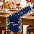 thumbnail image 5 of Navy Blue Christmas Table Runner 60 Inches Long Farmhouse Dress Scarves, Xmas Botanical Ball Bell Dining Tablerunner for Coffee Table/Kitchen Island/Party Décor, 13" x 60", 5 of 8