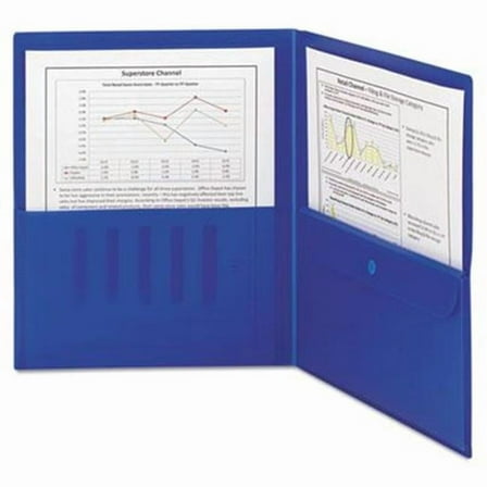 Smead 87727 Poly Two-Pocket Folders with Security Pocket - Blue