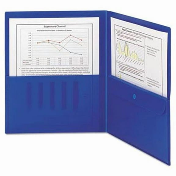 Smead 87727 Poly Two-Pocket Folders with Security Pocket - Blue