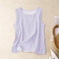 thumbnail image 6 of Women's Loose Fit Cotton Linen Striped Tank Top Sleeveless Round Neck Blouse Breathable Fabric for Spring Summer Layering and Date Nights, 6 of 7