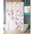 thumbnail image 2 of No Hook Shower Curtain with Snap in Liner, Christmas Pink Xmas Tree Santa Claus Snowflake Hotel Shower Curtains for Bathroom, Washable Shower Curtain Liner Set with Mesh Top Window, 54"x78", 2 of 6