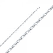 14K White Gold 3.1mm Cuban Concave Chain : 7"