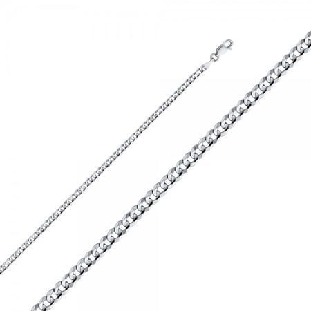 14K White Gold 3.1mm Cuban Concave Chain : 7"