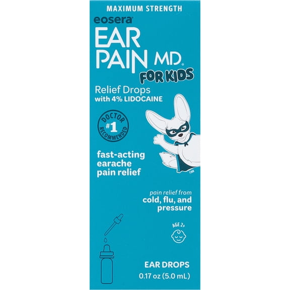 eosera Ear Pain MD for Kids Relief Drops with 4% Lidocaine 5mL