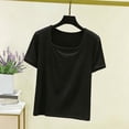 thumbnail image 2 of Fewfanhot Summer Tops for Women Scoop Neck Long Sleeve Tops Fashion Ribbed Knit Shirts Slim Fitted Casual Basic Tee T Shirt for Women 2026, 2 of 5