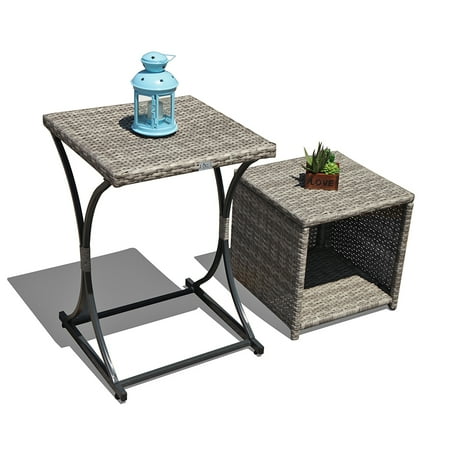 Oc Outdoor Wicker Side Table Multifunction End Storage Patio Oc Outdoor Wicker Side Table Multifunction End Storage Patio Coffee For Garden Poolside Set