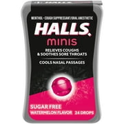 HALLS Minis Watermelon Flavor Sugar Free Cough Drops, 24 Drops