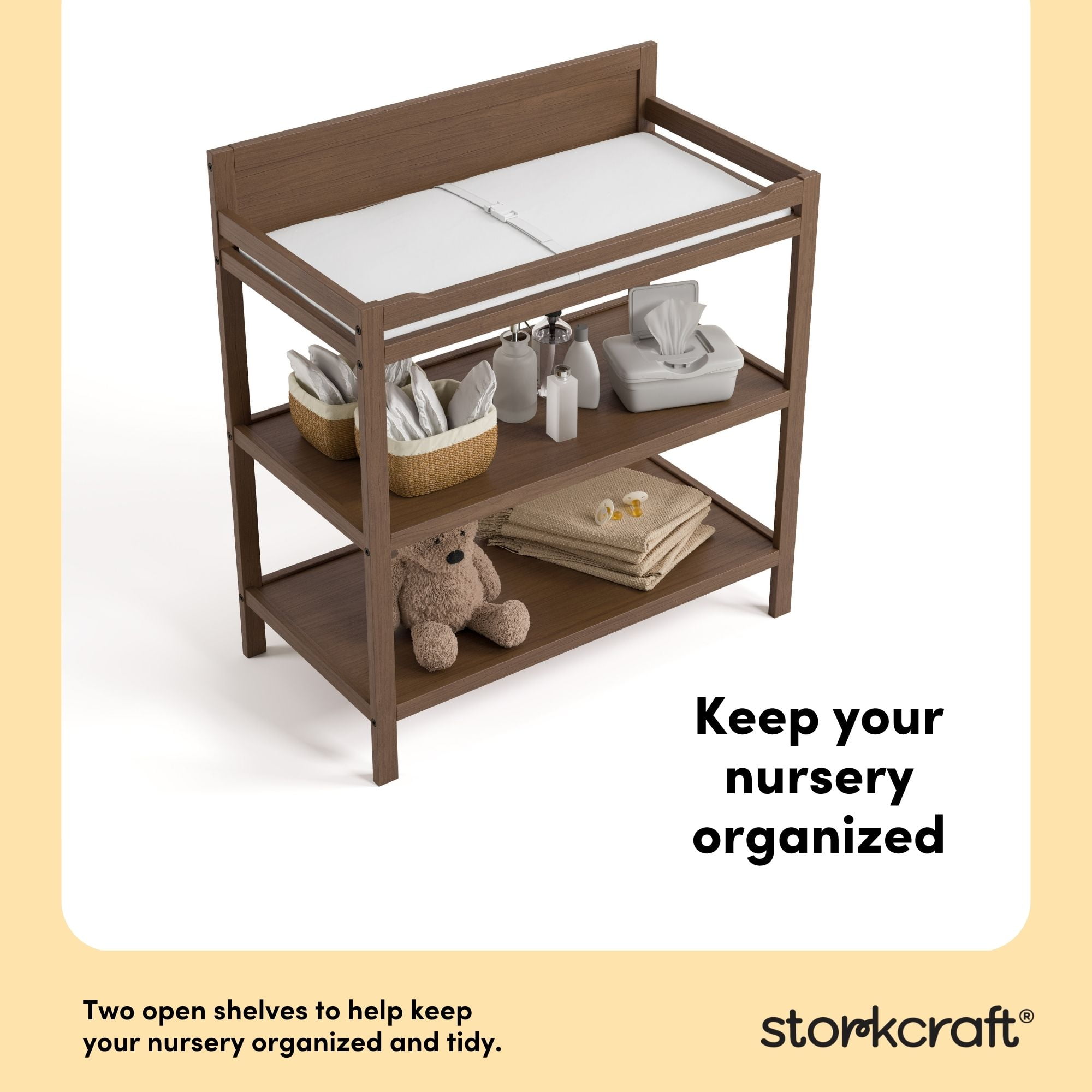 Storkcraft Alpine Infant Changing Table with Changing Pad, Hazelnut