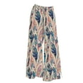 thumbnail image 4 of YUANGUANST Womens Dress Pants Womens Wide Leg Palazzo Pants Boho Floral 2025 Summer Beach Culottes Flowy Casual Trousers For Vacation Office Slacks, 4 of 4