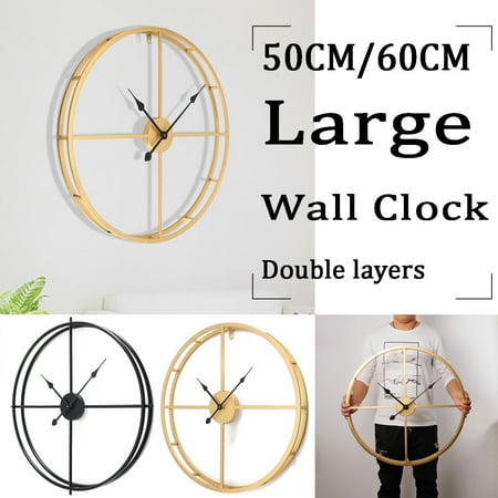 Large Iron Wall - 18/24inch Oversize Large Modern Art 3D Round Metal Wall Clock Iron Mute Watch Home Office Decor Gold Black