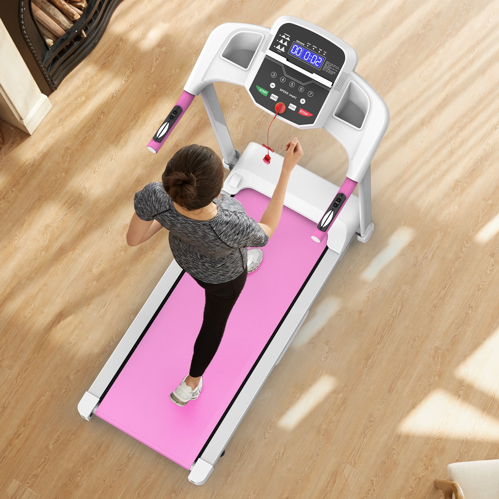 Euroco 2.5 HP Folding Treadmill with 7.5 mph Speed, 265 LBS Fitness Treadmill Running Walking Machine with 12 Preset Programs,LED Display & 2 Cup Holders for Home Gym