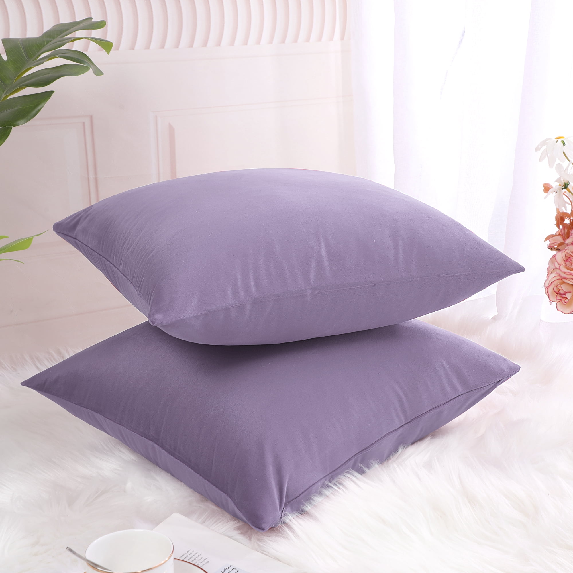Unique Bargains Velvet Decorative softCushion Throw Pillow Cover 18" x 18" Purple