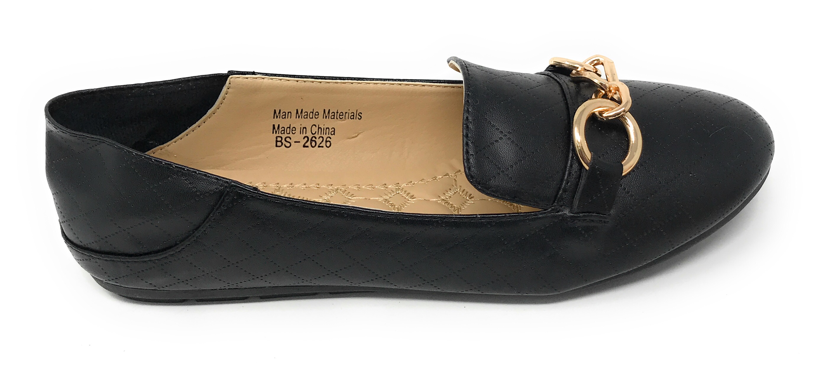 Victoria K Women's Foldover Quilted Gold Chain Ballerina Flats