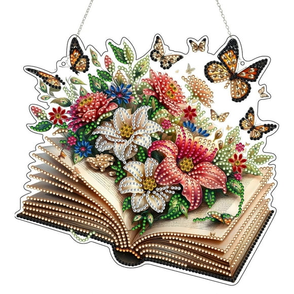 Kit d'Art Diamant, Strass en Forme Spéciale pour Bricolage, Peinture Acrylique, Livre Floral