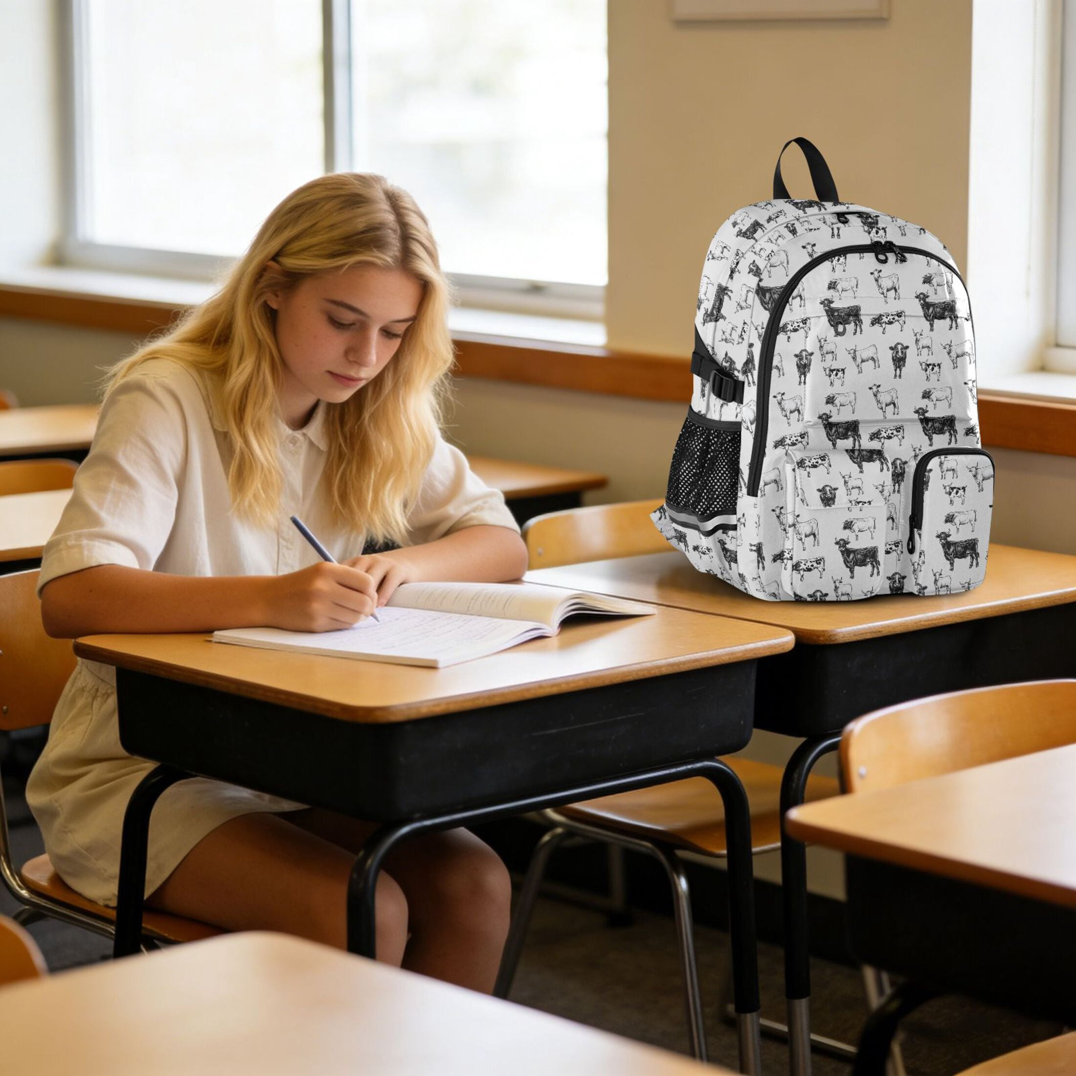 ALAZA Retro Highland Cows Print Student Backpack School Bookbag Large Laptop Daypack Travel Bag