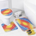 thumbnail image 4 of 4 Piece Shower Curtain Sets Colorful Square Bath Mat U-Shaped Floor Mat Toilet Lid Oval Rug Boho Style Geometry 12 Hooks for Bathroom Decor 72inch X 72inch, 4 of 8