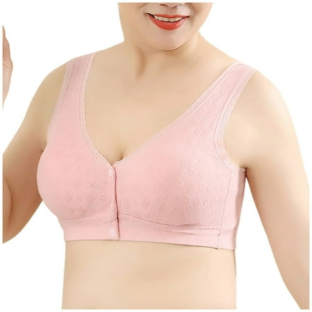 Mrat Womens Bra Wireless Womens Traceless Bras Comfortable Wirefree Breathable Gathering Sports Bra Everyday Underwear Bra S-426 Pink-A XXL