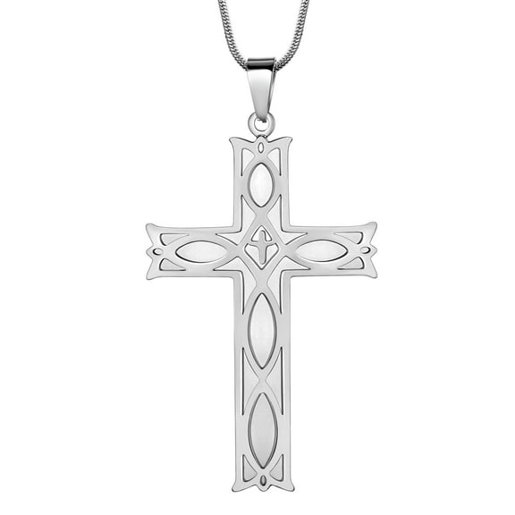 Jewmon Celtic Cross Necklace Stainless Steel Men's Pendant Neclace Viking Cross Jewelry Gift for Dad