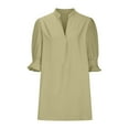 thumbnail image 4 of Ygbgbb Boho Dresses for Women 2024 Trendy Knee-length Dress V-Neck Casual Summer Short Sleeve Dress Solid Color Loose Mini Dress Beach Dresses (Beige,XL), 4 of 5