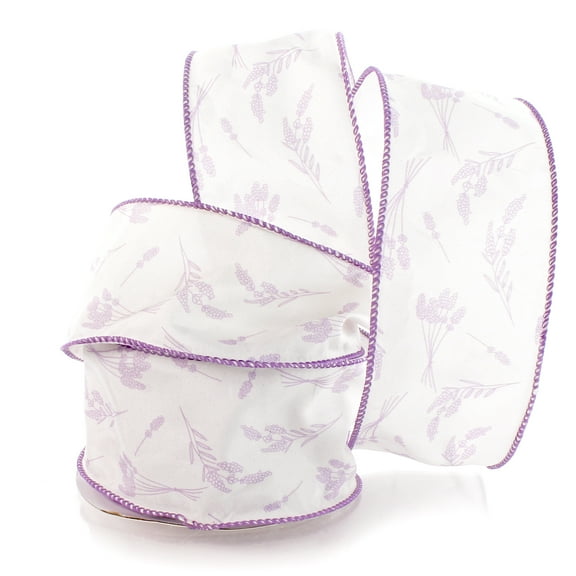 2 1/2" Wired Ribbon Lavender Floral Bundles 25 Yards