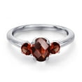 thumbnail image 3 of Gem Stone King 925 Sterling Silver Red Garnet Engagement Ring for Women | 1.40 Cttw | Oval Checkerboard 7X5MM | Gemstone January Birthstone | Size 9, 3 of 6