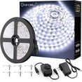 thumbnail image 3 of Onforu Tira de luces LED blancas, cinta de luz LED regulable de 16.4 pies, tira de luz blanca de luz diurna de 6000 K, luz de espejo de tocador flexible de 300 LED, luz de cuerda de cinta de 5 m 12 V, 3 of 4
