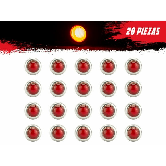 Kit 20 Plafones Laterales TUNELIGHT-RENOVATIO Tipo Botón 2 LEDS Rojos